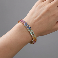 Multicolor Diamond 14K Gold Tennis Bracelet