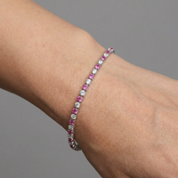 Pink Sapphire & Diamond 14K Gold Tennis Bracelet