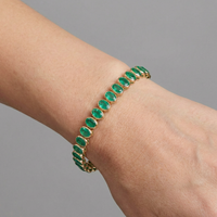 Oval Emerald 14K Yellow Gold Tennis Bracelet