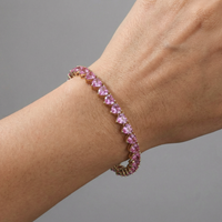 Pink Sapphire 14K Yellow Gold Heart-Shaped Tennis Bracelet