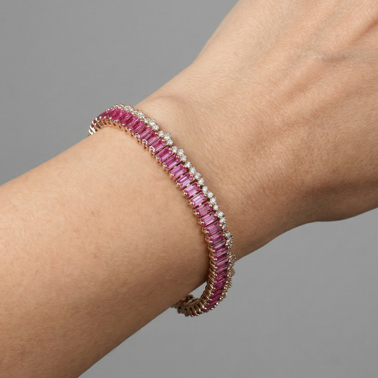 Prism Sapphire Emerald-Cut 14K Gold Tennis Bracelet