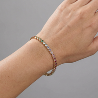 Pink Sapphire Radiance 14K Yellow Gold Tennis Bracelet