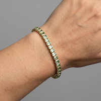 Lush Green 14K Yellow Gold Emerald-Cut Bracelet