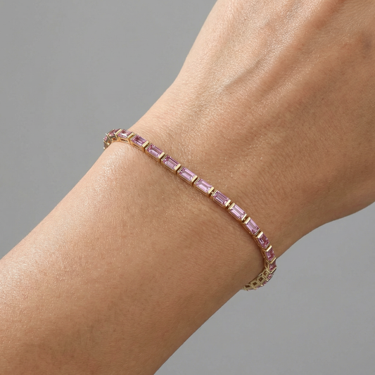 Lavender Dream 14K Yellow Gold Baguette Bracelet