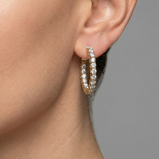 Heritage Hoops Diamond Earrings in 14K Yellow Gold