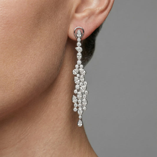Radiant Diamond 14K White Gold Halo Circle Earrings