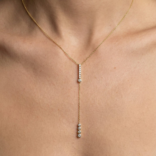 Luminous Diamond Lariat Necklace in 14K Yellow Gold