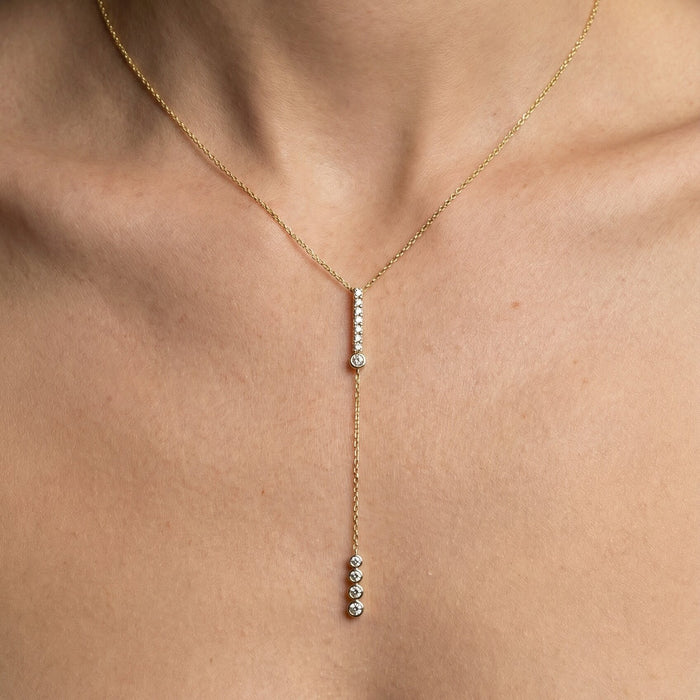 Luminous Diamond Lariat Necklace in 14K Yellow Gold