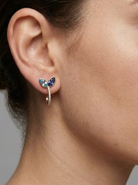 Diamond Sovereign Hoop Earrings in 14K Yellow Gold