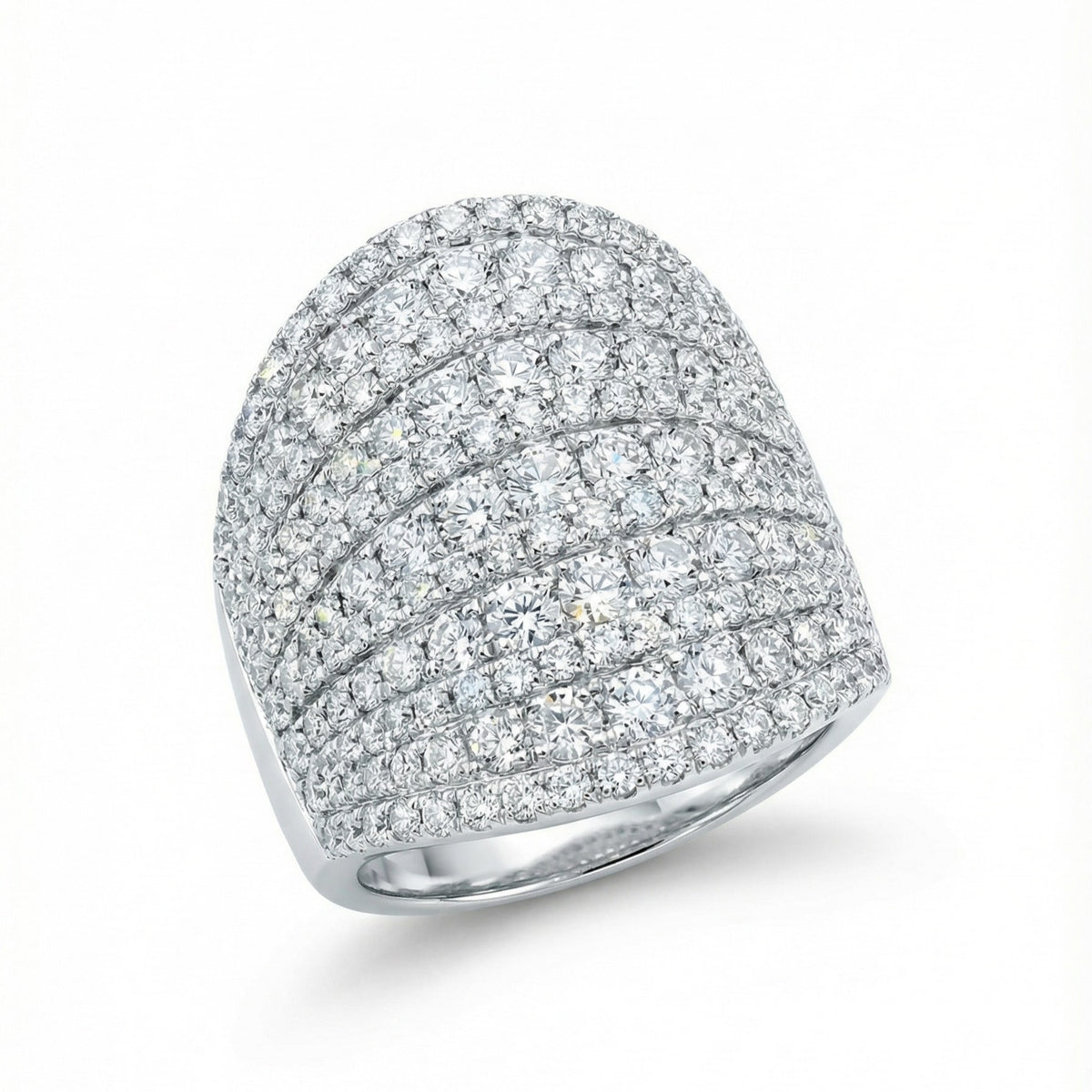 Oversized Micro Pave Statement Ring in 18K White Gold
