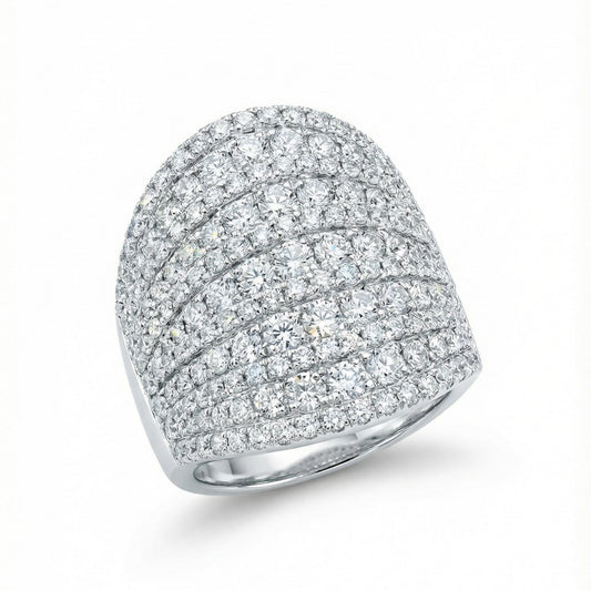 Oversized Micro Pave Statement Ring in 18K White Gold