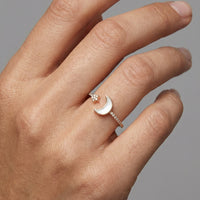 Celestial Charm Yellow Gold 14K Moon Star Ring
