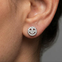 Smiley Studs Diamond Earrings in 14K Yellow Gold