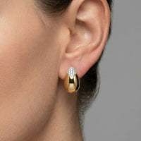 Sleek Oval Diamond Stud Earrings in 14K Yellow Gold