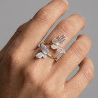 Butterfly Bloom Dual Tone Ring in 18K Yellow Gold