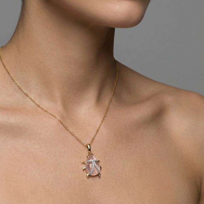 Pendant Diamond Necklace in 14K Yellow Gold