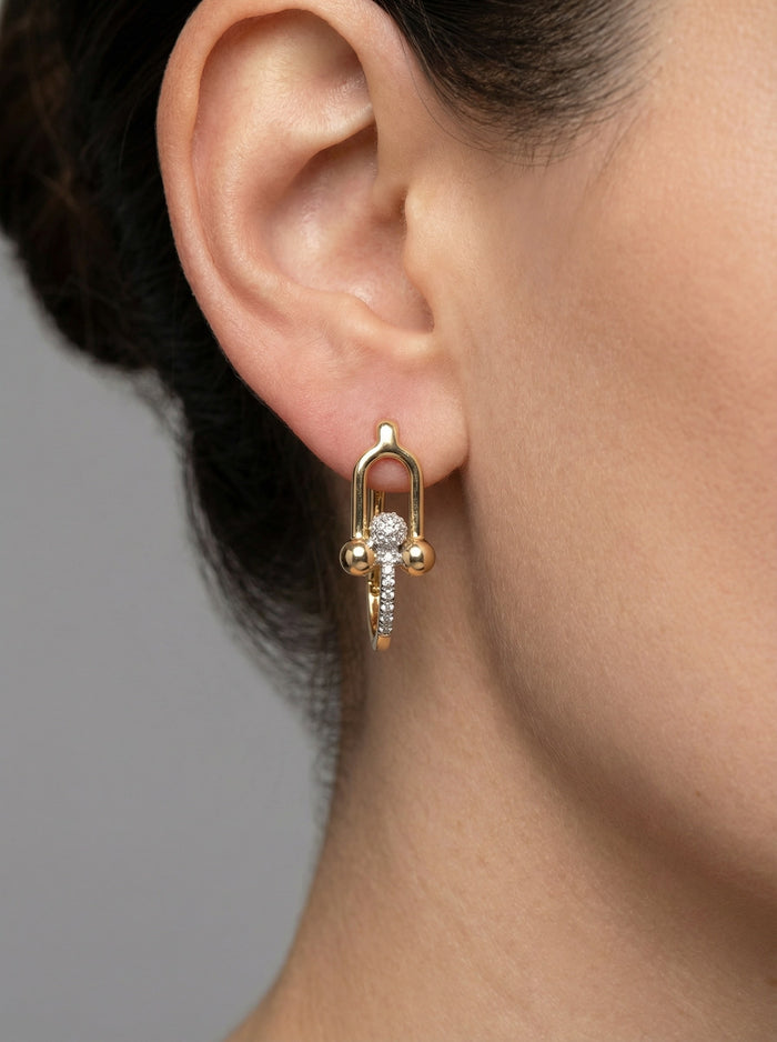 Sapphire Shine 14K Yellow Gold Diamond Huggie Earrings