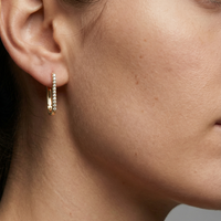 Sleek Row Diamond Huggie Earrings in 14K Yellow Gold