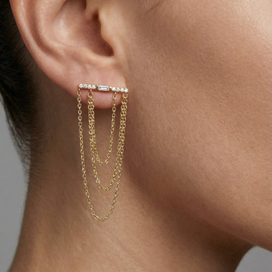 Opulent Cascade Diamond Drop Earrings in 14K Yellow Gold