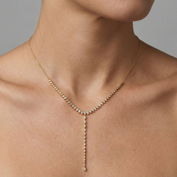 Diamond Elegant Pave Drop Necklace in 14K Yellow Gold