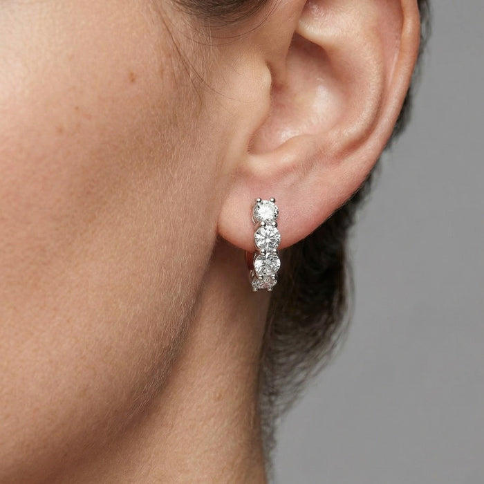 Four Prong Lever Back Diamond Earrings in 18K White Gold