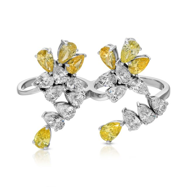 Diamond Cluster 14K White Gold Statement Ring