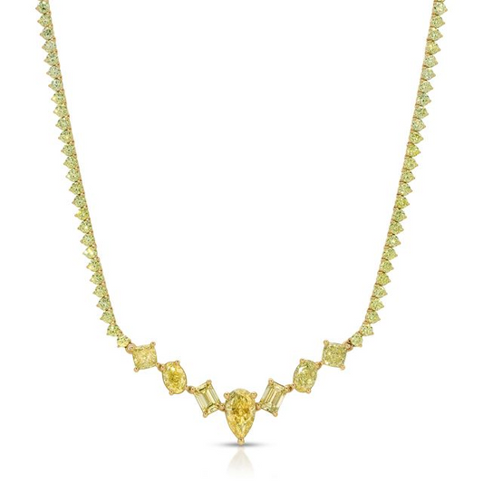 Diamond Centerpiece 14K Yellow Gold Statement Necklace