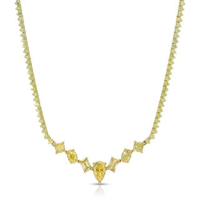 Diamond Centerpiece 14K Yellow Gold Statement Necklace