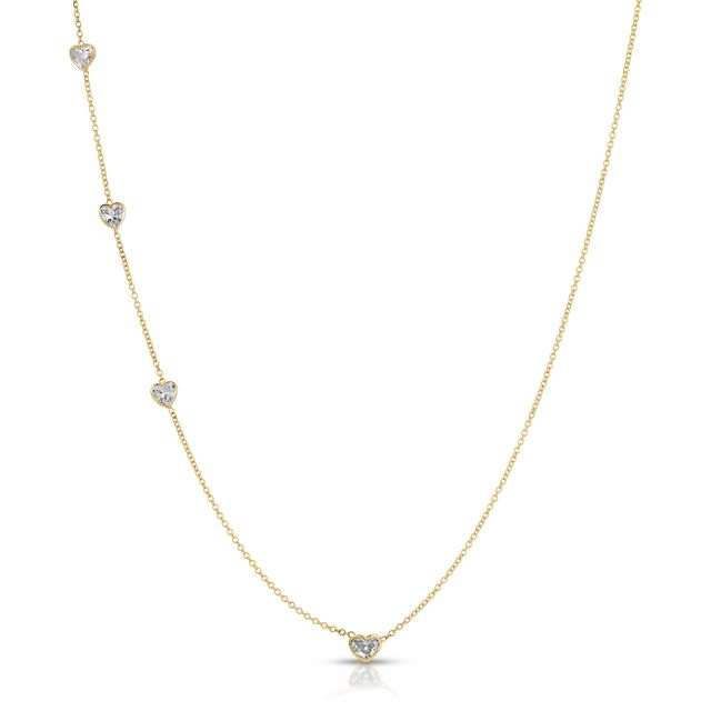 Heart Station Diamond Necklace in 14K Yellow Gold