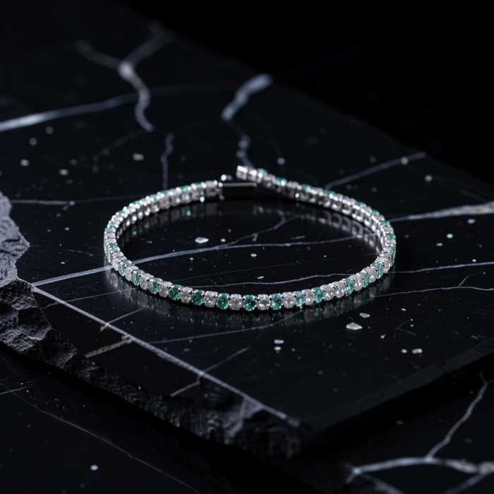 Green Emerald & Diamond 14K Gold Tennis Bracelet