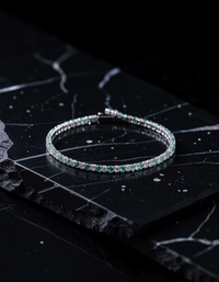 Green Emerald & Diamond 14K Gold Tennis Bracelet