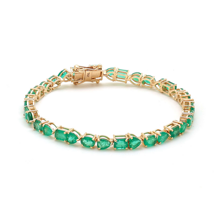 Regal Emerald Diamond 14K Yellow Gold Bracelet