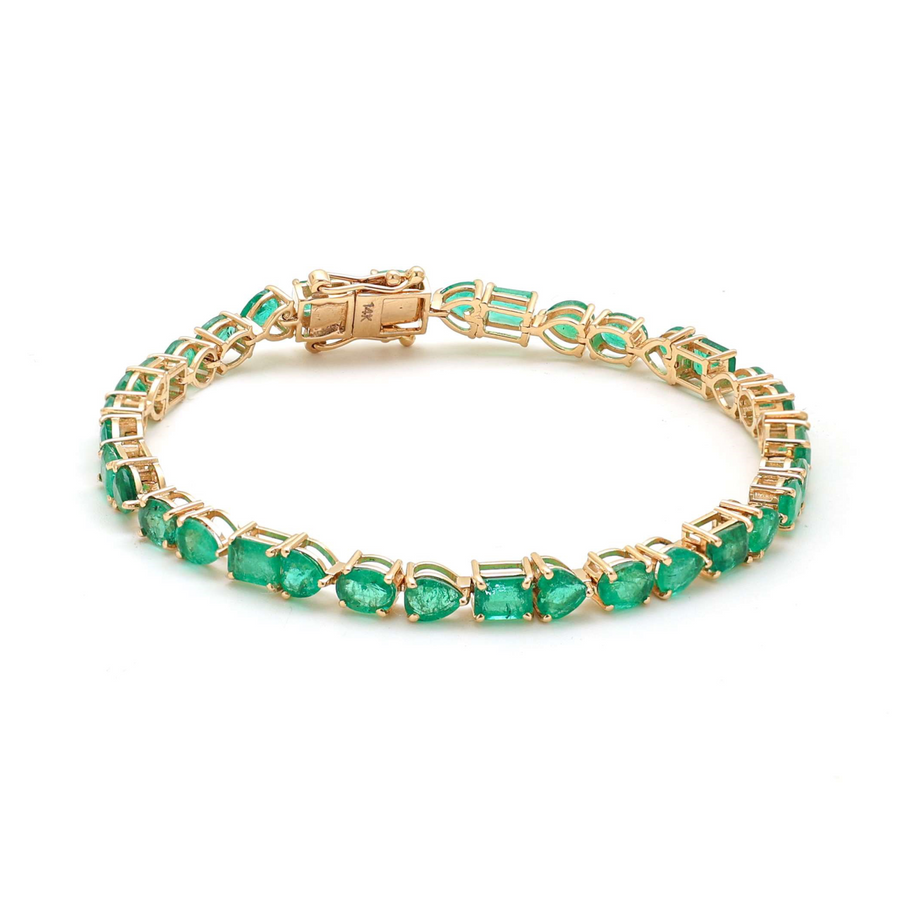 Regal Emerald Diamond 14K Yellow Gold Bracelet