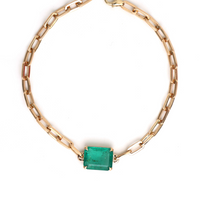 Emerald-Cut Emerald Chain Bracelet in 14K Yellow Gold