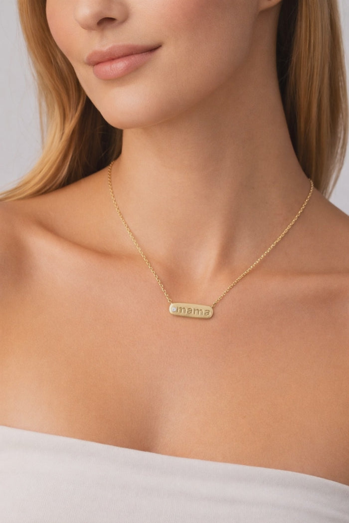 Amulet 5Mm Letter Mama Necklace in 14K Yellow Gold