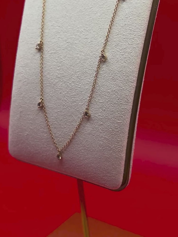 Dainty Pear Cut Diamond Drop Necklace in 14K Yellow Gold