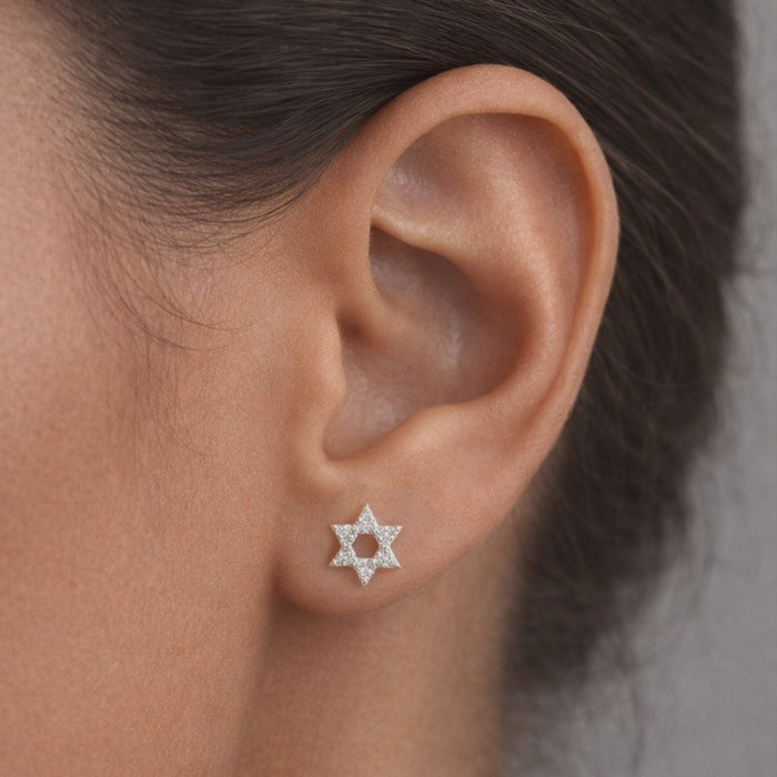 Star of David Diamond Accent Stud Earrings in 14K Yellow Gold