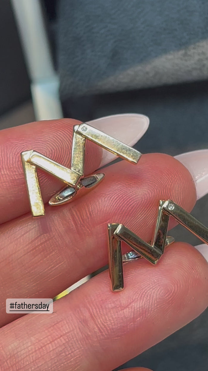 Designer 'm' Letter Cufflinks in 14K Yellow Gold