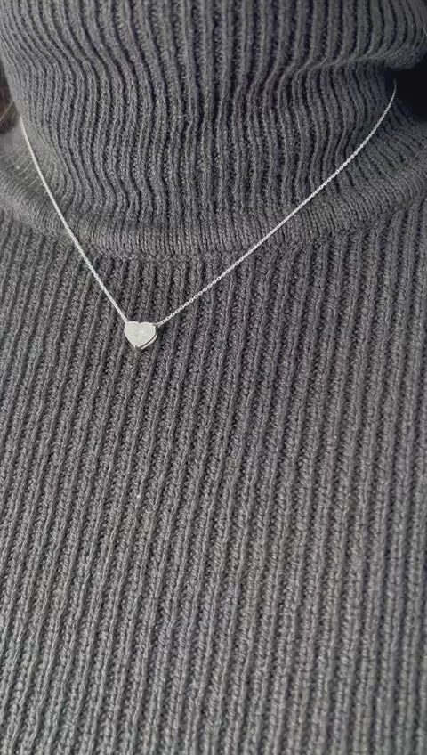 Heart Cut Diamond Solitaire Necklace in 14K Yellow Gold