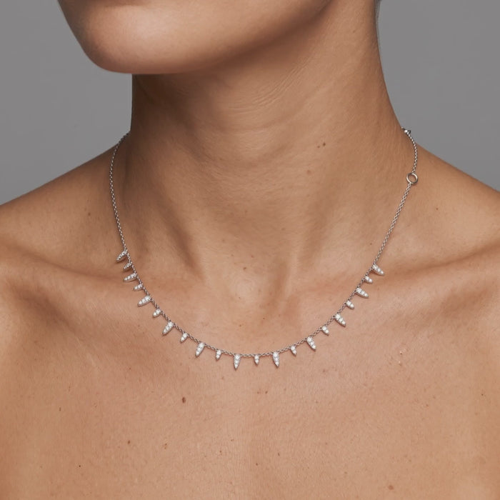 Gleam Diamond Station Necklace in 14K White Gold
