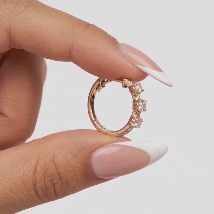 Round Dream Diamond Huggies Earrings in 14K Yellow Gold