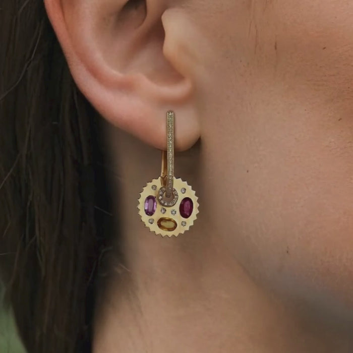 Twinkling Halo Luxe Diamond Drops Earrings in 14K Yellow Gold