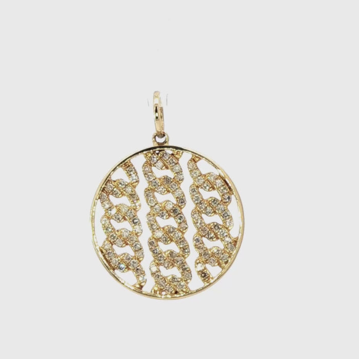 Openwork Chain Medallion Pendant Necklace in 14K Yellow Gold