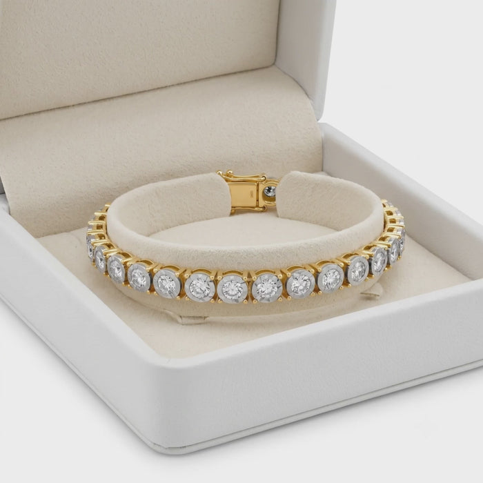 Radiant Rounds Bezel Diamond Line Bracelet in 14K Gold