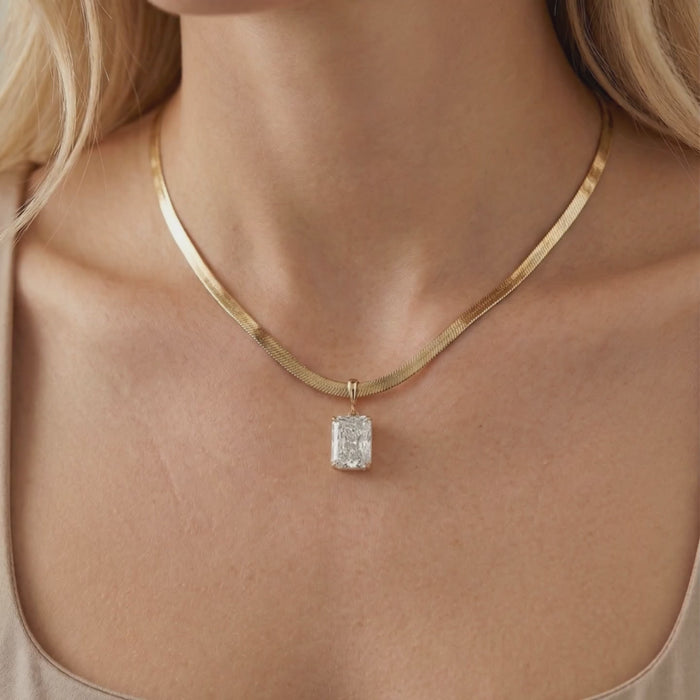 Radiant Signature Herringbone 14K Yellow Gold Necklace