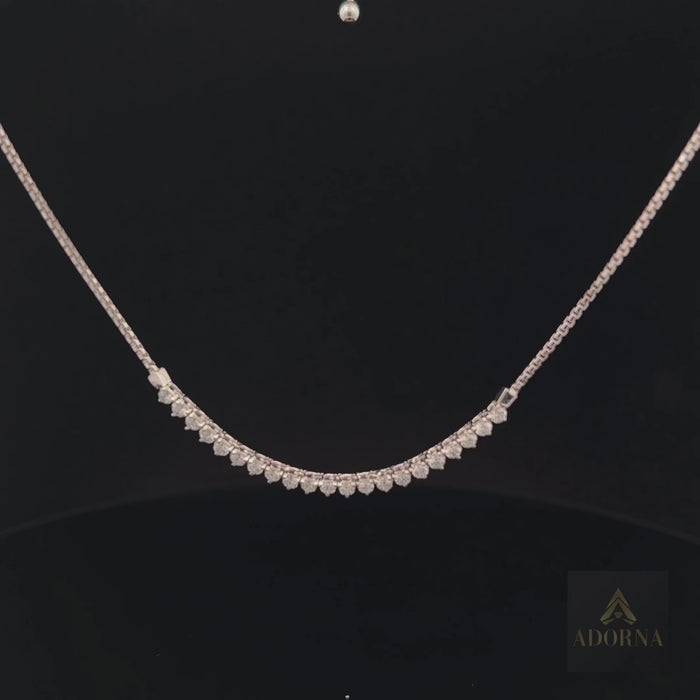 Tapered Diamond Fringe Necklace in 14K White Gold