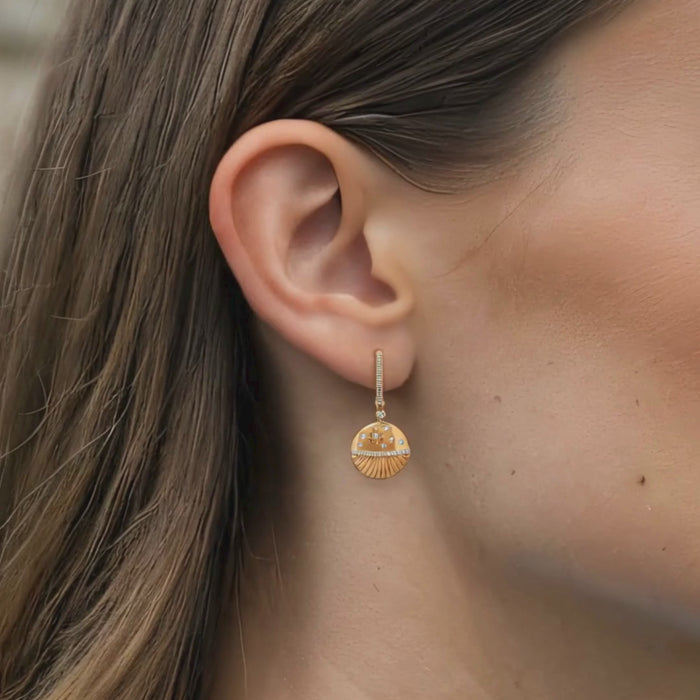 Starburst Shell Drop Earrings in 14K Yellow Gold