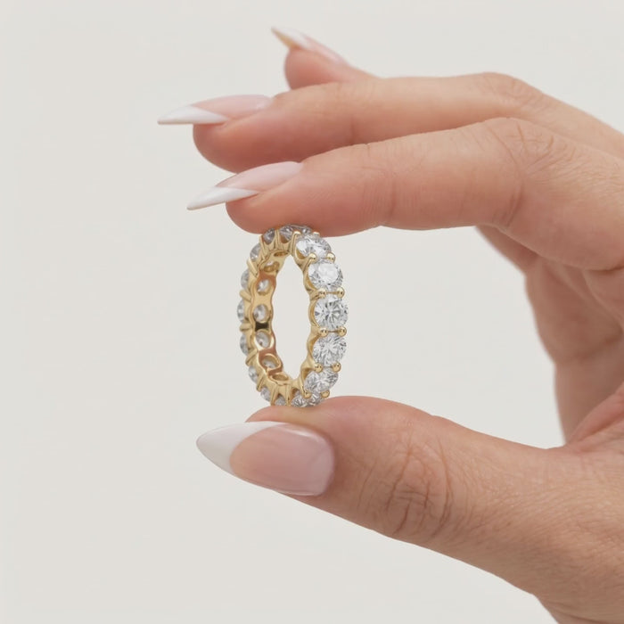 Seven Carat Round Diamond Eternity Band Ring in 14K Gold