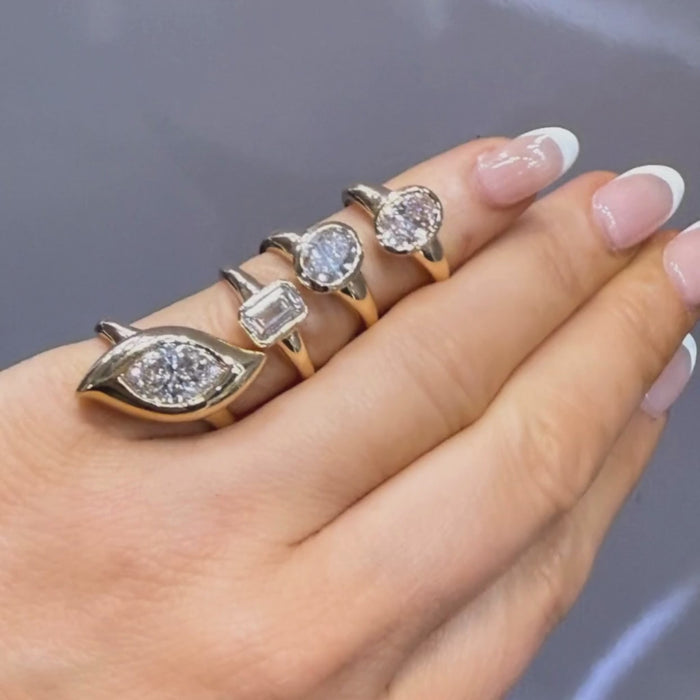 Marquise Bezel Set Diamond Ring in 14K Yellow Gold