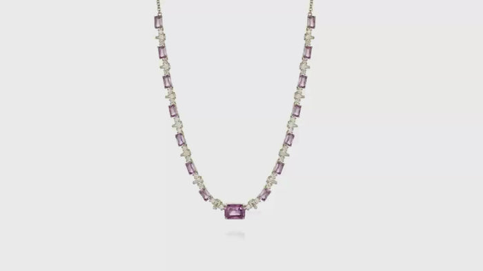 Diamond Choker Certified 2 Carat Pink Sapphire Emerald Cut Necklace